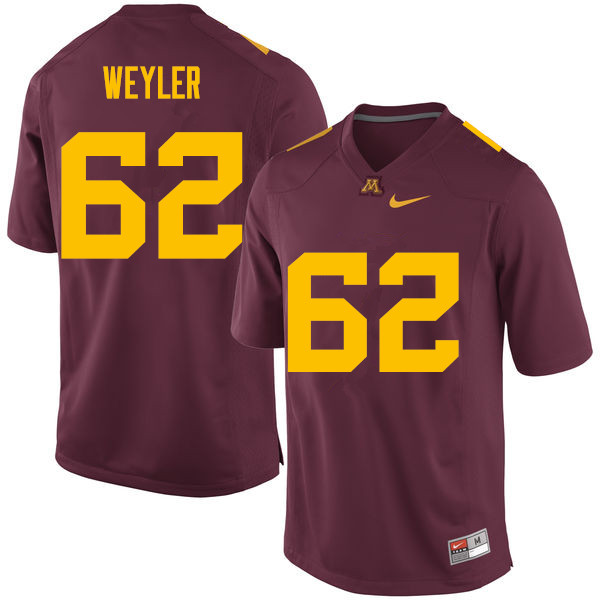 Men #62 Jared Weyler Minnesota Golden Gophers College Football Jerseys Sale-Maroon